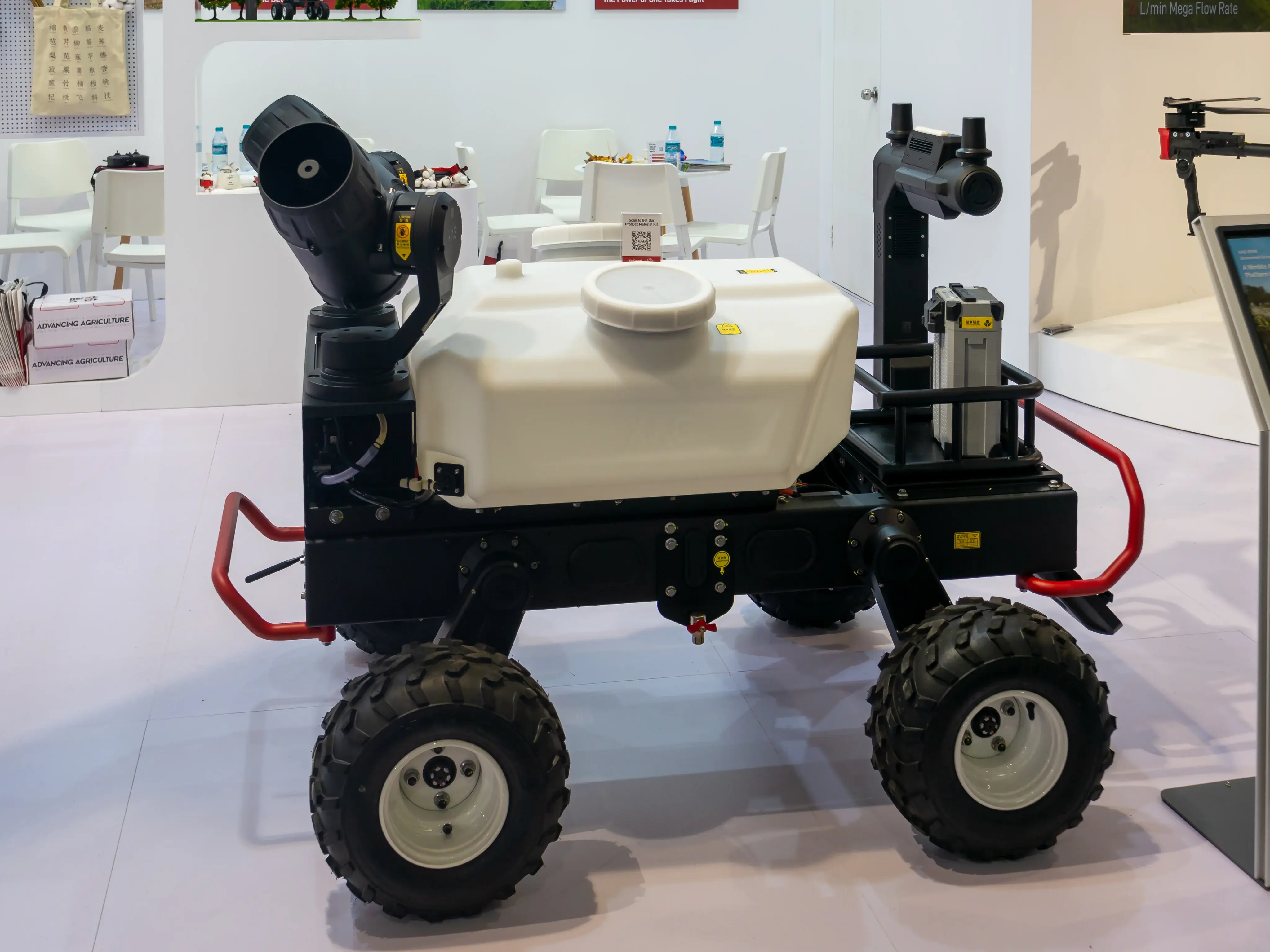 An XAG agricultural sprayer robot displayed at Agritechnica.