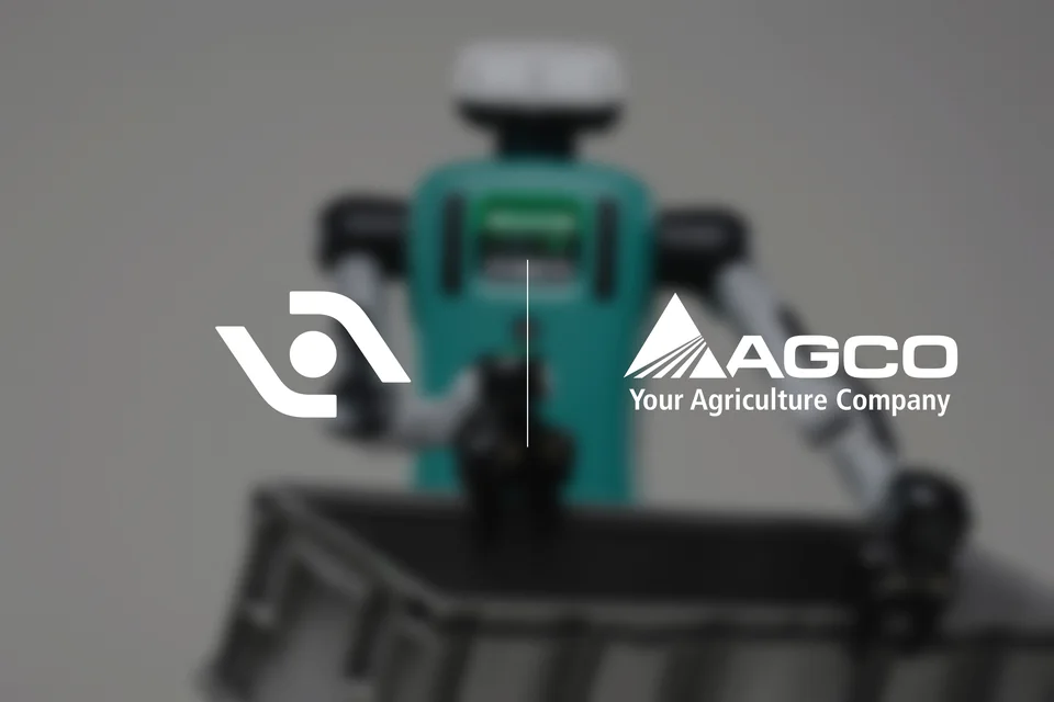 Agility Robotics and AGCO logos over a Digit robot image announcing their planned factory pilot.