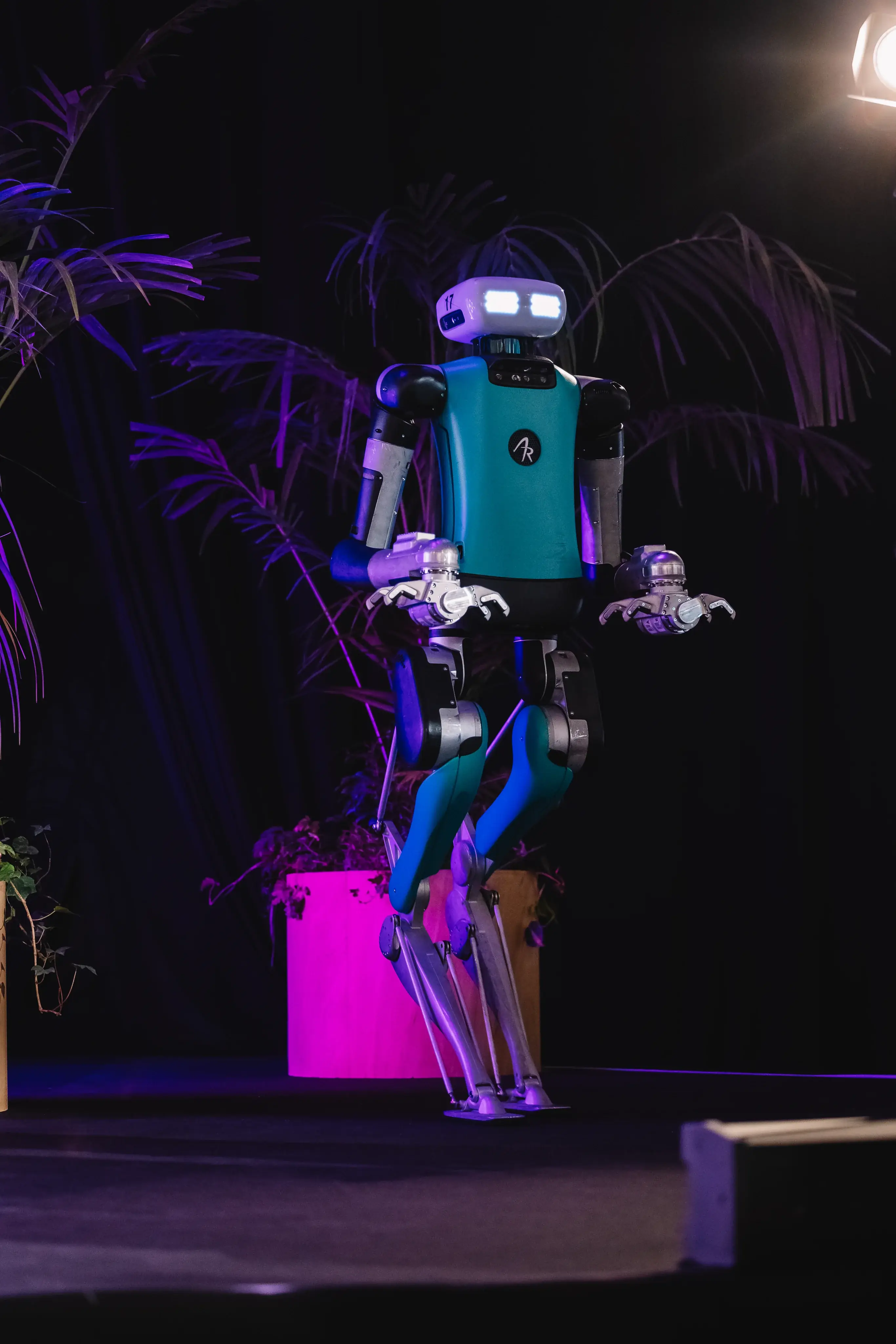 An earlier-generation Agility Digit humanoid at Web Summit.